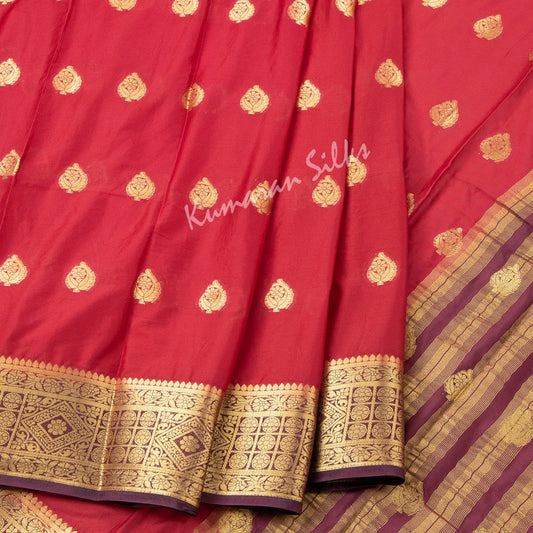 Semi Mysore Silk Embroidered Maroon Saree 18