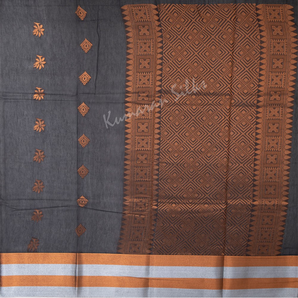Silk Cotton Embroidered Black Saree 17