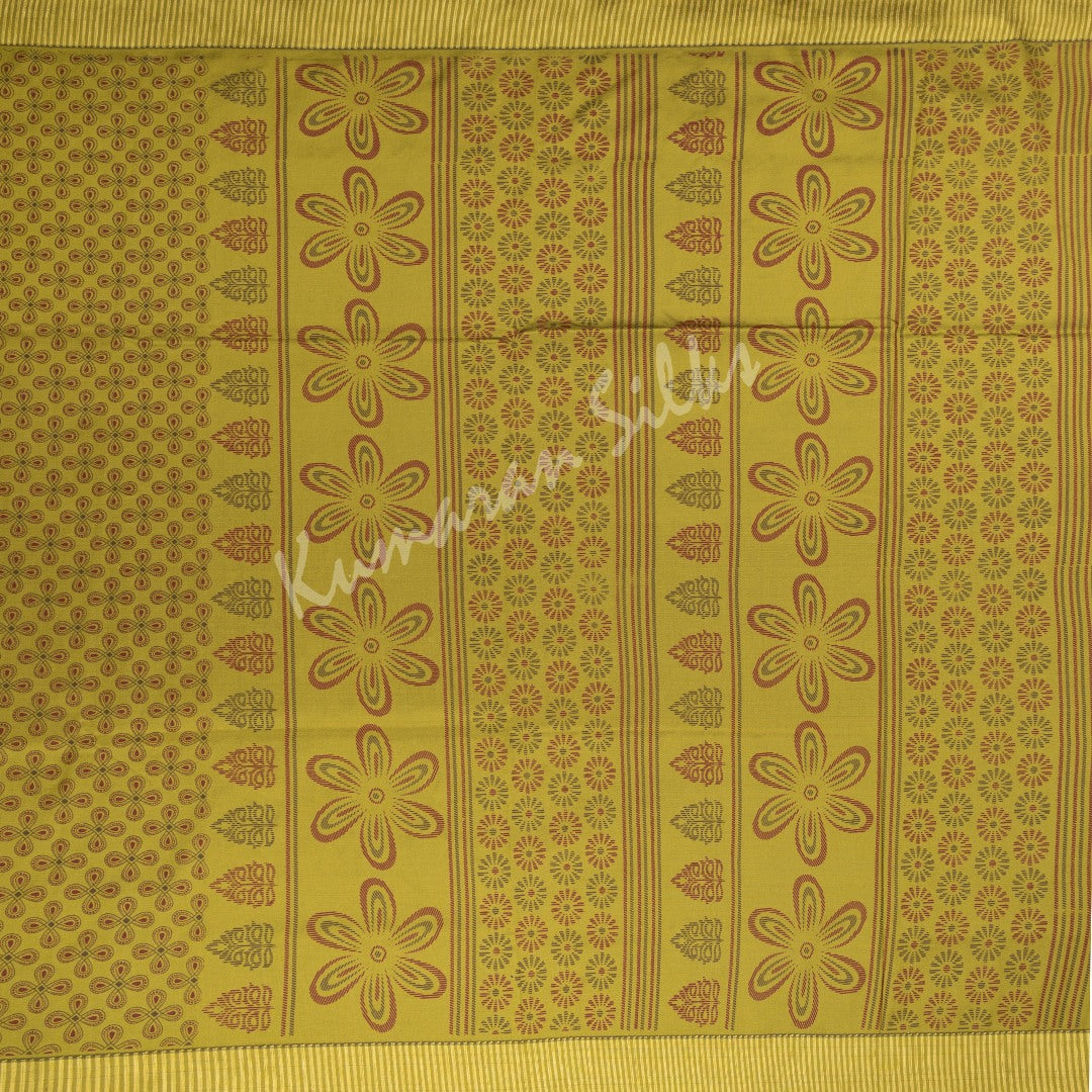 Poly Cotton Printed Olive Green Saree 02