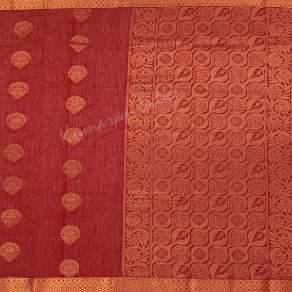 Silk Cotton Red Embroidered Saree 18