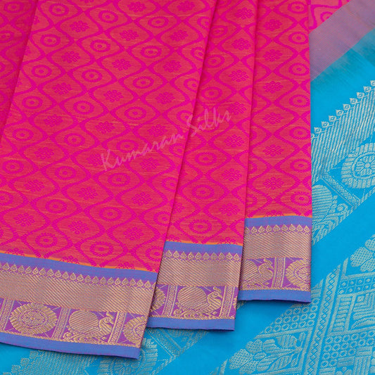 Poly Cotton Pink Jacquard Embroidered Saree