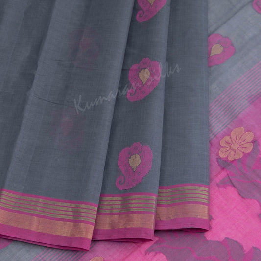 Kanchi Cotton Embroidered Grey Saree 06