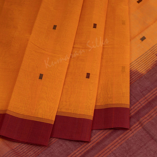 Kanchi Cotton Embroidered Mango Yellow Saree 03
