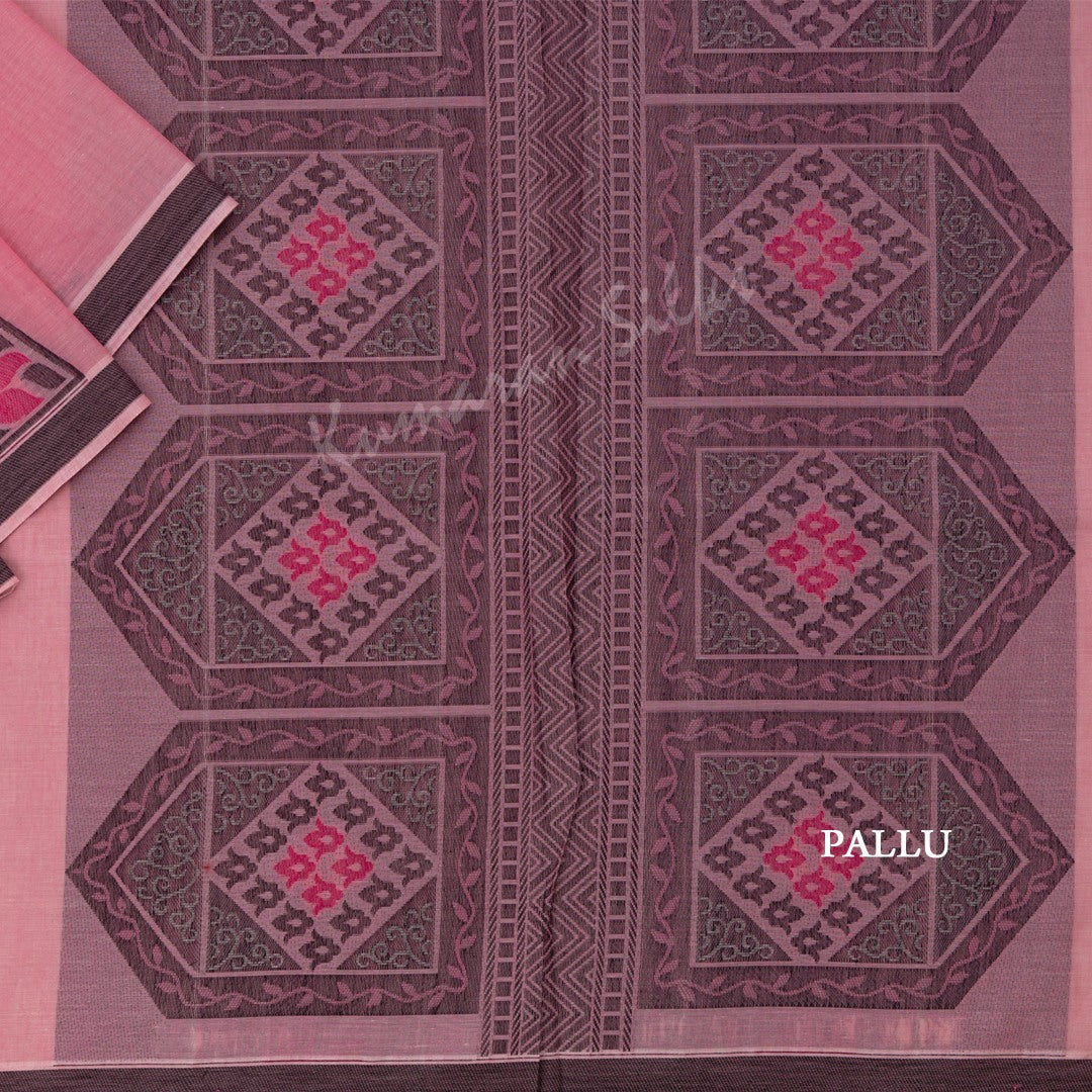 Negamam Cotton Embroidered Light Pink Saree