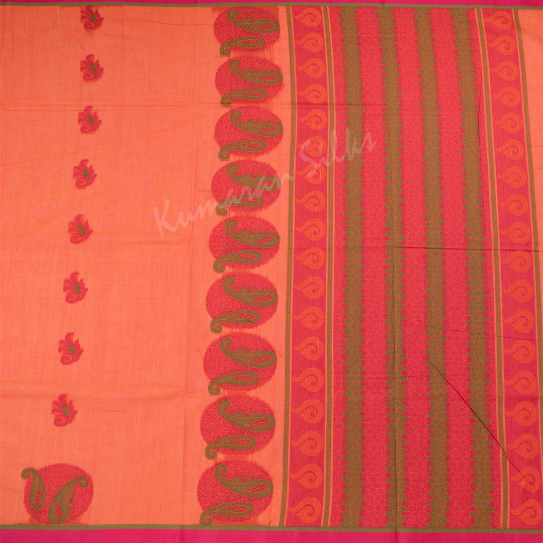 Negamam Cotton Embroidered Soda Orange Saree