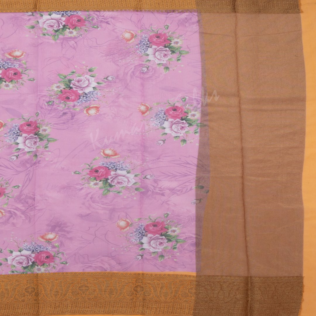 Semi Raw Silk Printed Lavender Saree