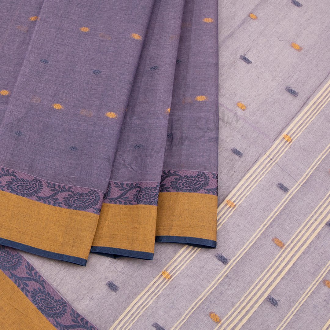 Bengali Cotton Mauve Purple Saree Without Blouse
