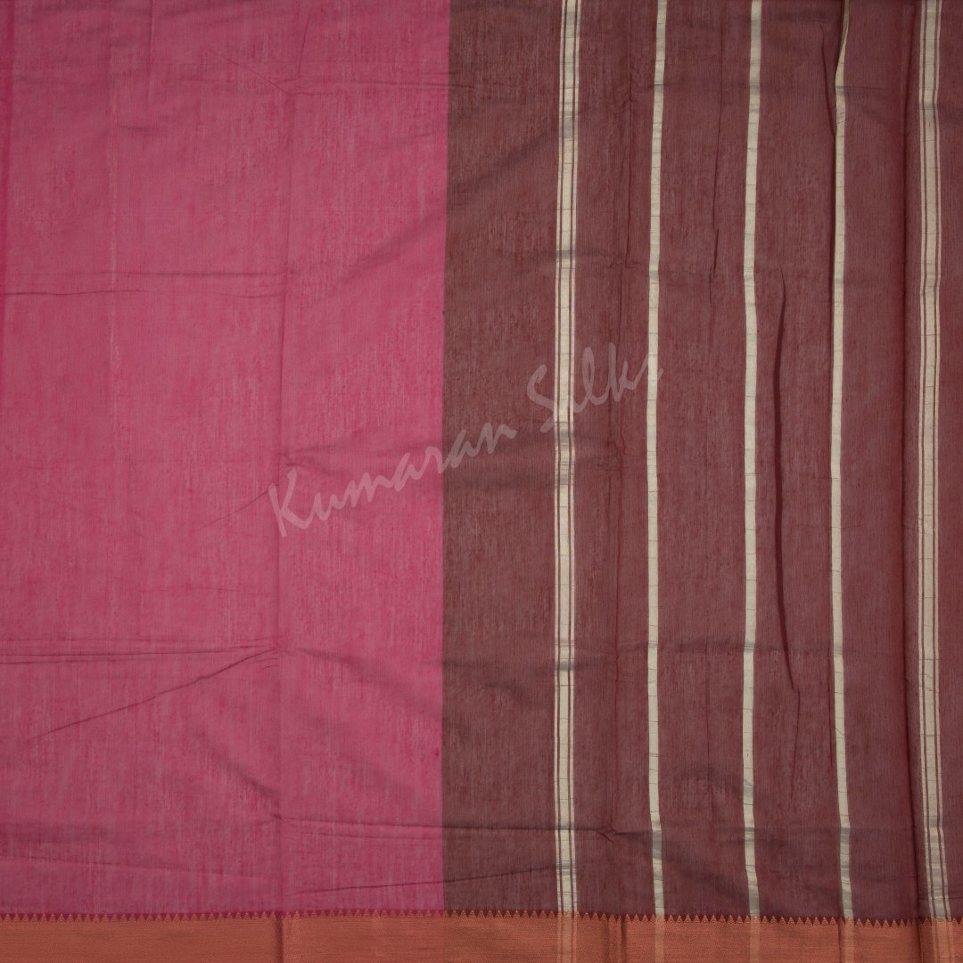 Kalyani Cotton Ruby Pink Plain Saree