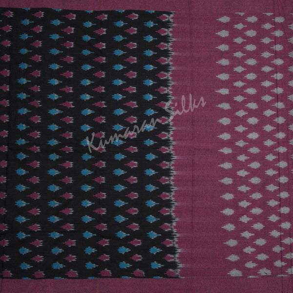 Pochampally Cotton Black Saree Without Blouse - Kumaran Silks