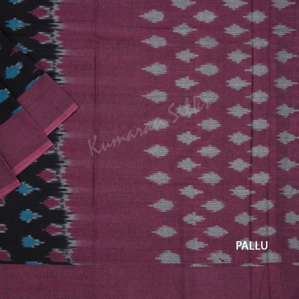 Pochampally Cotton Black Saree Without Blouse - Kumaran Silks