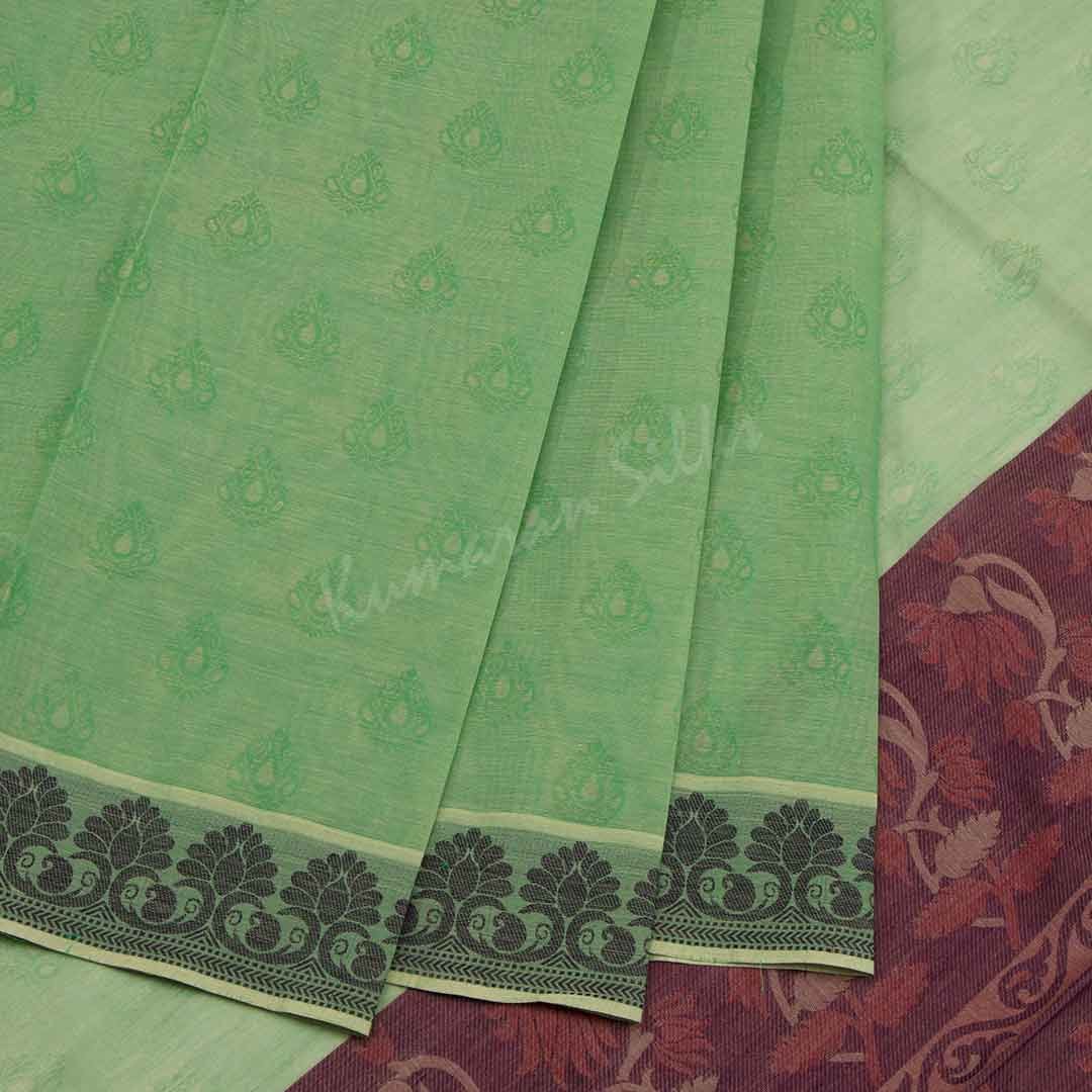 Negamam Cotton Embossed Green Saree 02