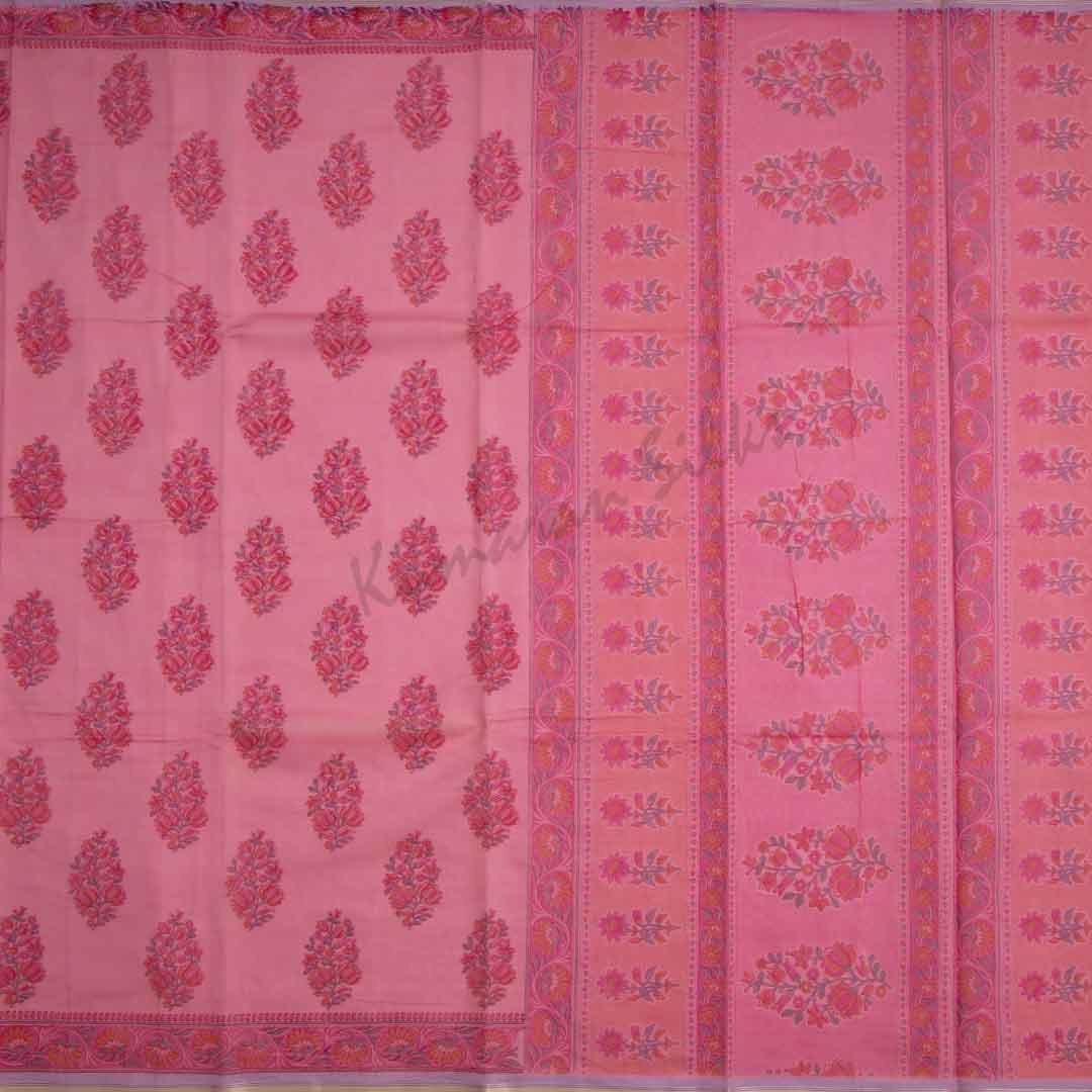 Chanderi Cotton Printed Light Pink Saree 02