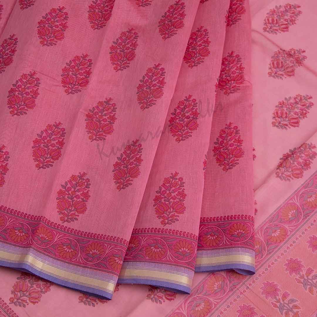 Chanderi Cotton Printed Light Pink Saree 02