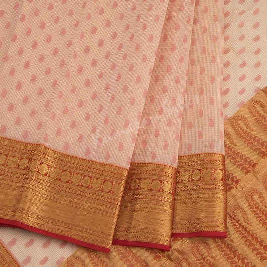 Silk Cotton Embroidered Cream Saree 12