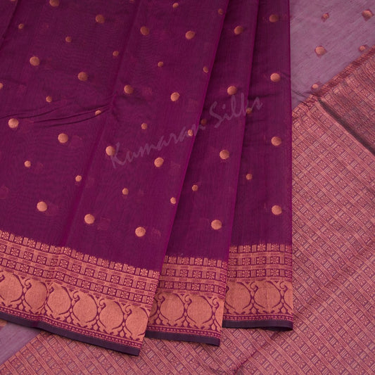 Silk Cotton Embroidered Purple Saree 12
