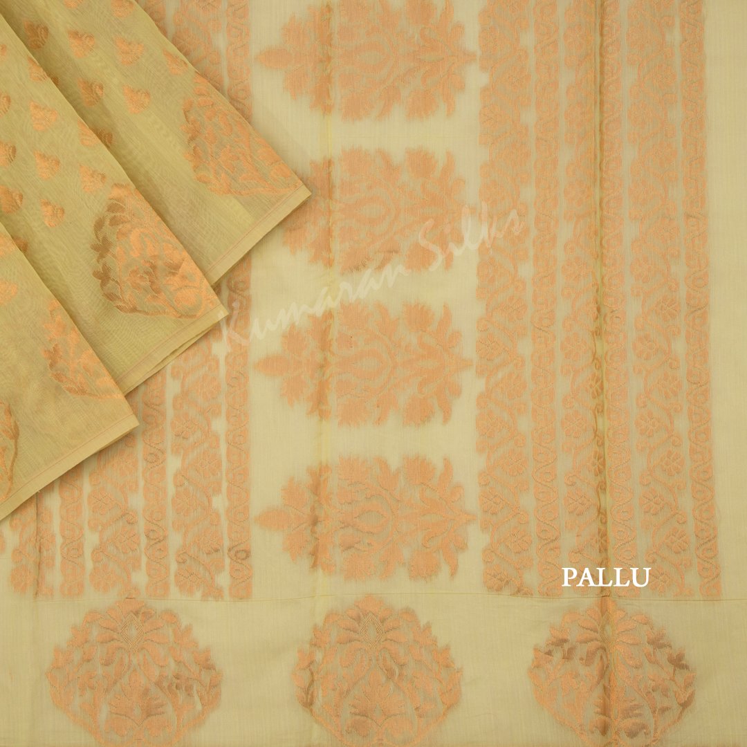 Silk Cotton Embroidered light Yellow Saree