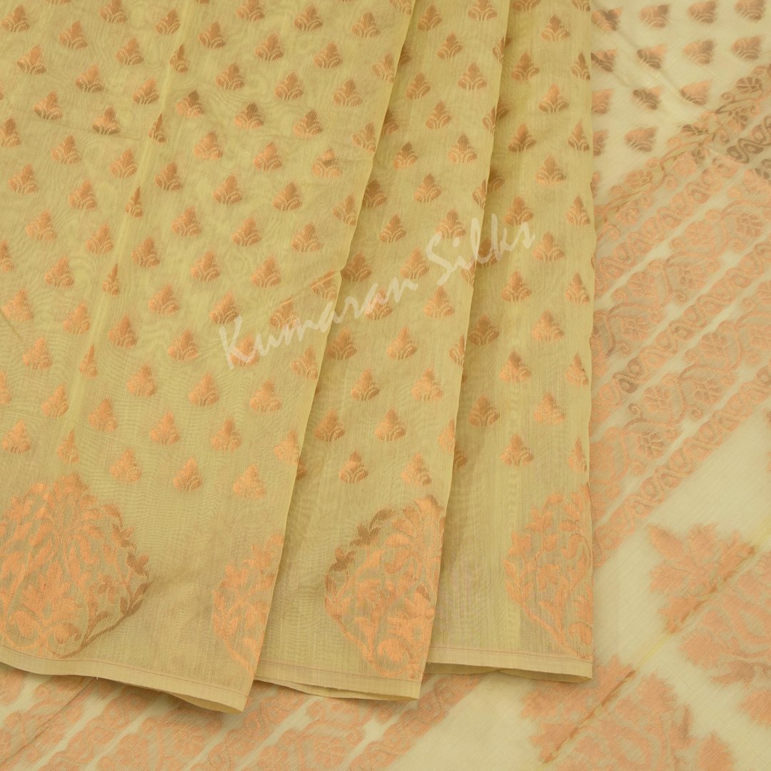 Silk Cotton Embroidered light Yellow Saree