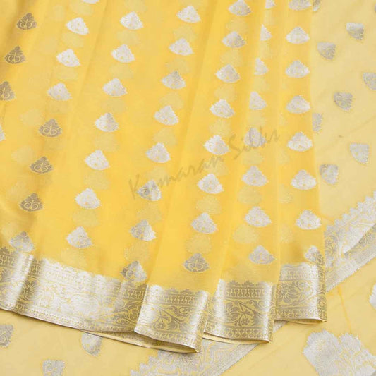 Faux Chiffon Embroidered Yellow Saree