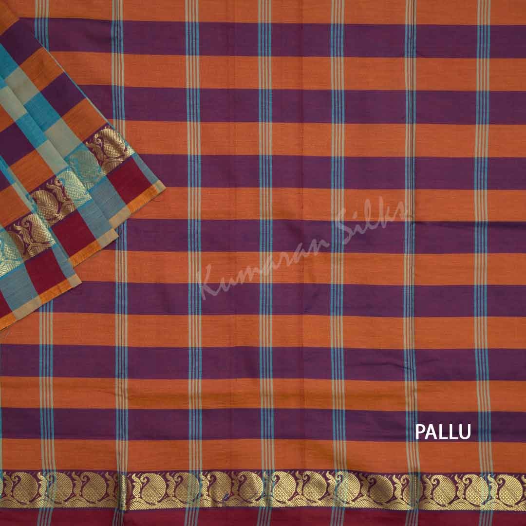 Poly Cotton Checked Multi Colour Saree 03