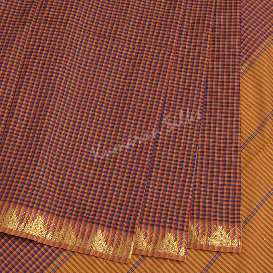Poly Cotton Checked Multi Colour Saree 05