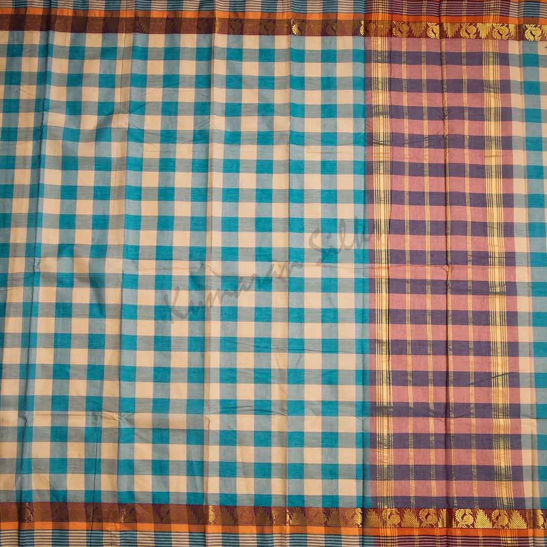 Chettinad Cotton Multi Colour Checked Saree Without Blouse 21