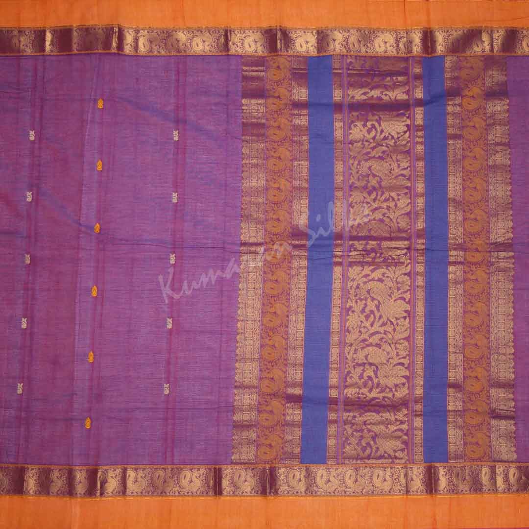 Chettinad Cotton Embroidered Purple Saree