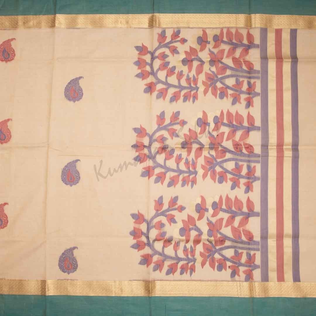 Chettinad Cotton Embroidered Light Brown Saree
