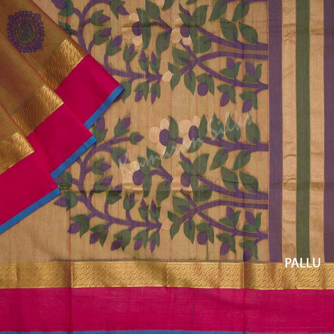 Chettinad Cotton Embroidered Shot Colour Saree 02