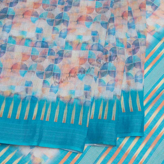 Semi Linen Printed Multi Colour Saree