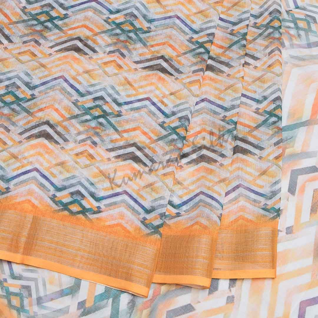 Semi Linen Printed Multi Colour Saree 03