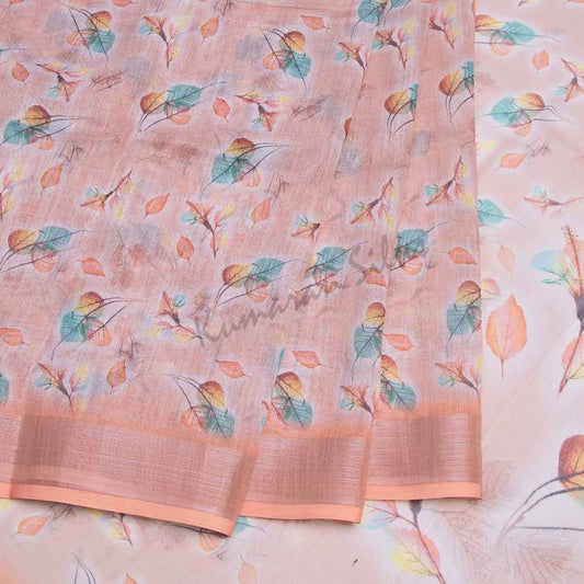Semi Linen Printed Light Pink Saree