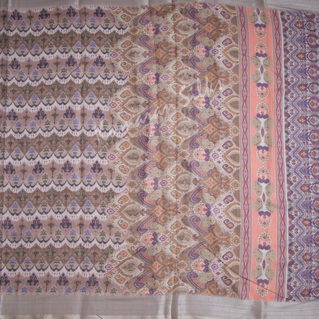Semi Linen Printed Multi Colour Saree 06