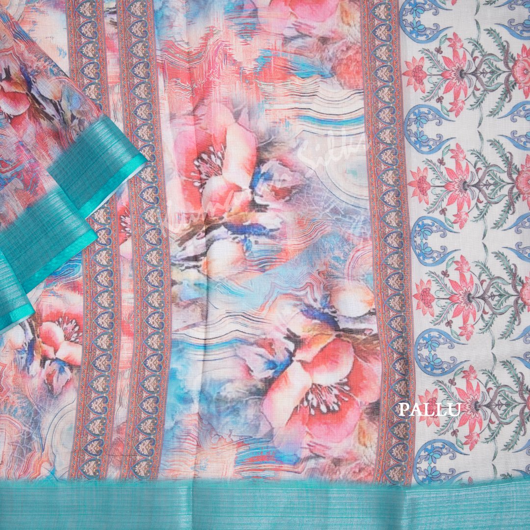 Semi Linen Printed Multi Colour Saree 07