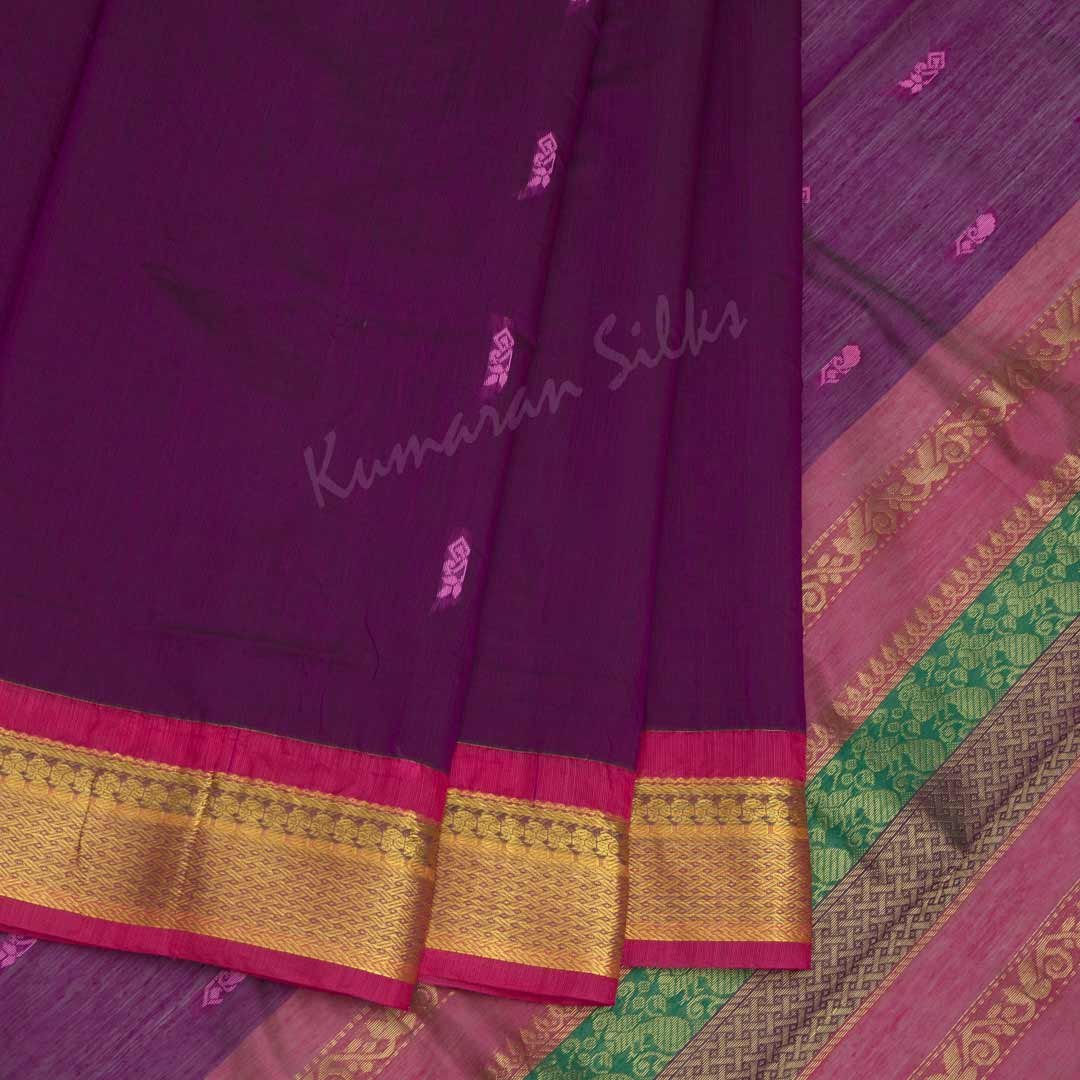 Kalyani Cotton Purple Embroidered Saree 04
