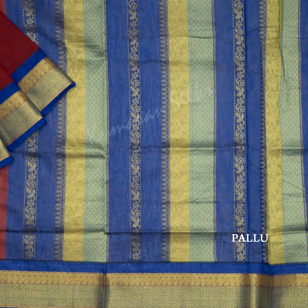 Kalyani Cotton Maroon Embroidered Saree 03