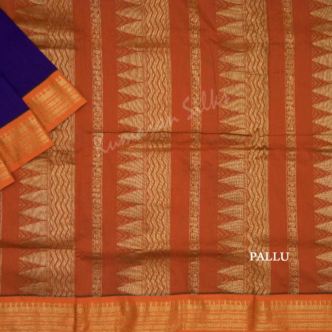 Kalyani Cotton Violet Embroidered Saree