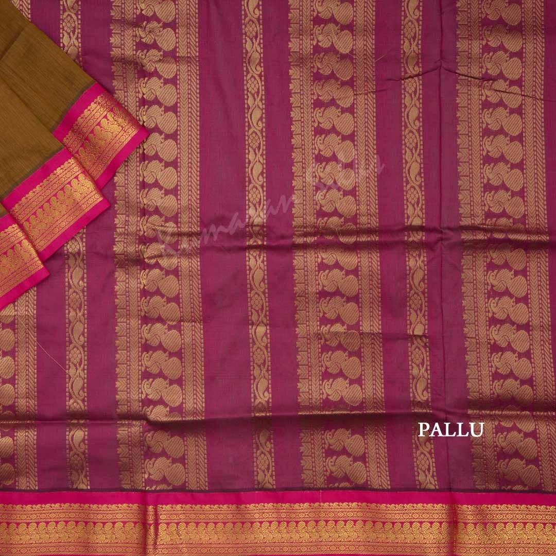 Kalyani Cotton Bronze Brown Embroidered Saree