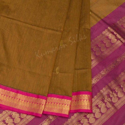 Kalyani Cotton Bronze Brown Embroidered Saree