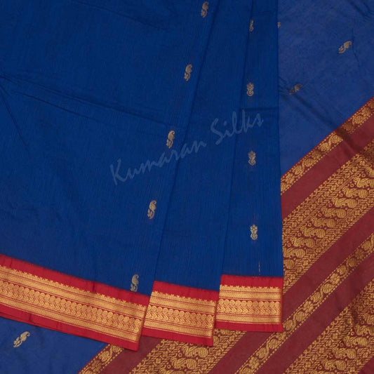 Kalyani Cotton Blue Embroidered Saree 02