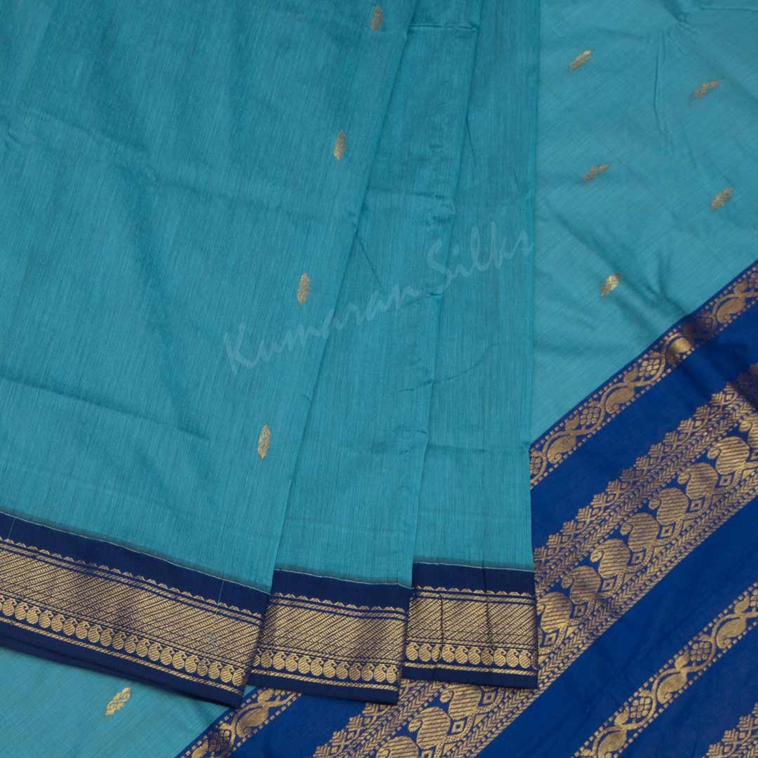 Kalyani Cotton Light Blue Embroidered Saree