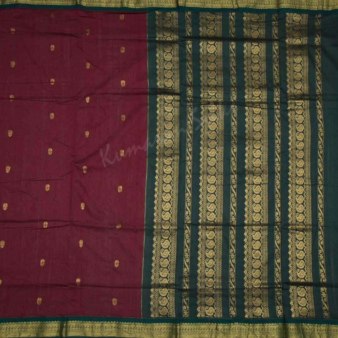 Kalyani Cotton Maroon Embroidered Saree 04