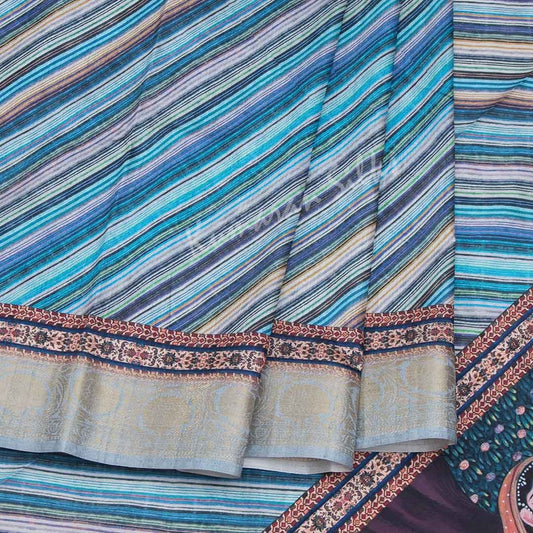 Semi Raw Silk Printed Multi Colour Saree 04