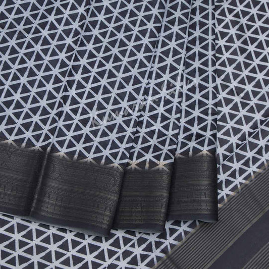 Semi Raw Silk Printed Black Saree 08