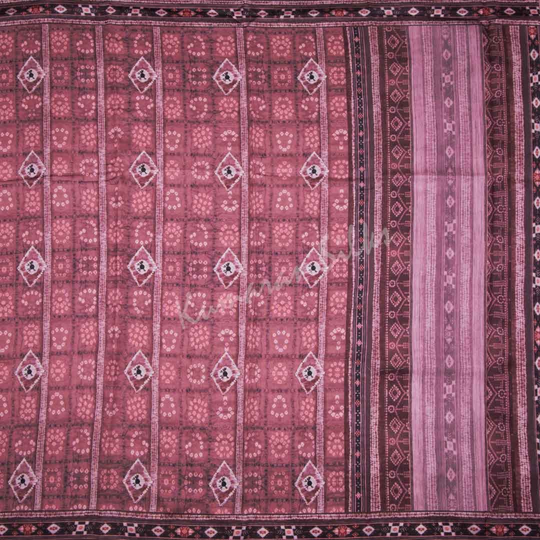 Semi Raw Silk Printed Dark Pink Saree 04