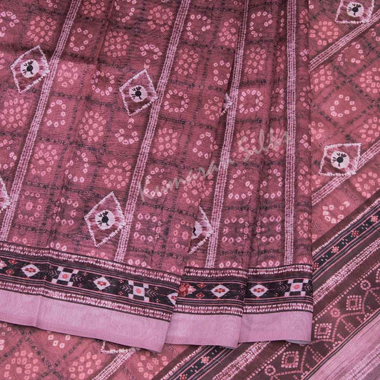 Semi Raw Silk Printed Dark Pink Saree 04