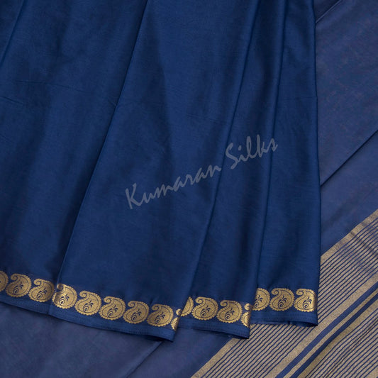 Semi Mysore Silk Plain Navy Blue Saree
