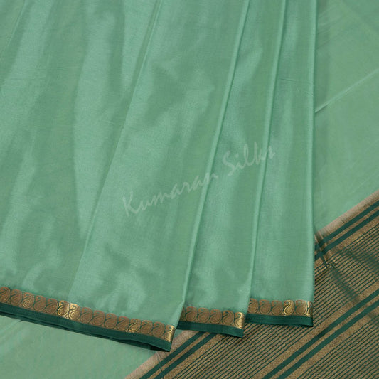 Semi Mysore Silk Plain Pista Green Saree 04