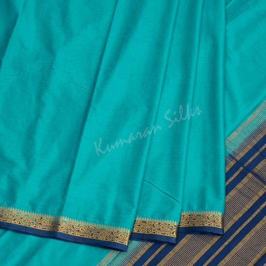 Semi Mysore Silk Plain Turquoise Saree