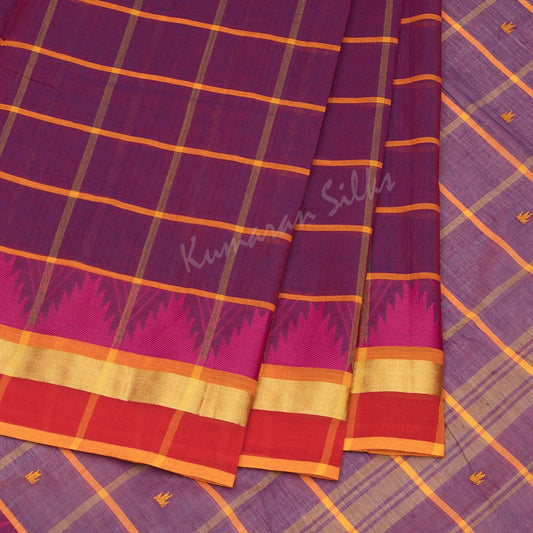 Venkatagiri Handloom Cotton Dark Pink Saree Without Blouse 02