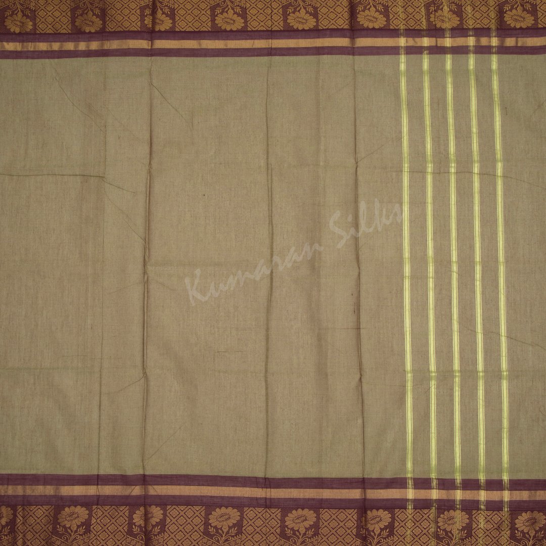 Venkatagiri Handloom Cotton Light Olive Green Saree Without Blouse